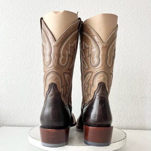 Rod Patrick Mens Cowboy Boots 10AA Antique Mocha Bison Brown Western Blunt Toe - Picture 3 of 11